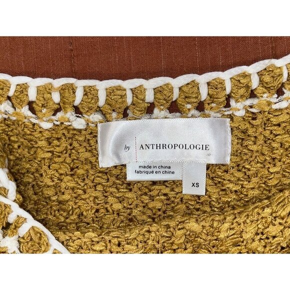 Anthropologie Mustard Irina Knit Crochet Summer Boho Hippie Tank Women's Size XS - Picture 4 of 8